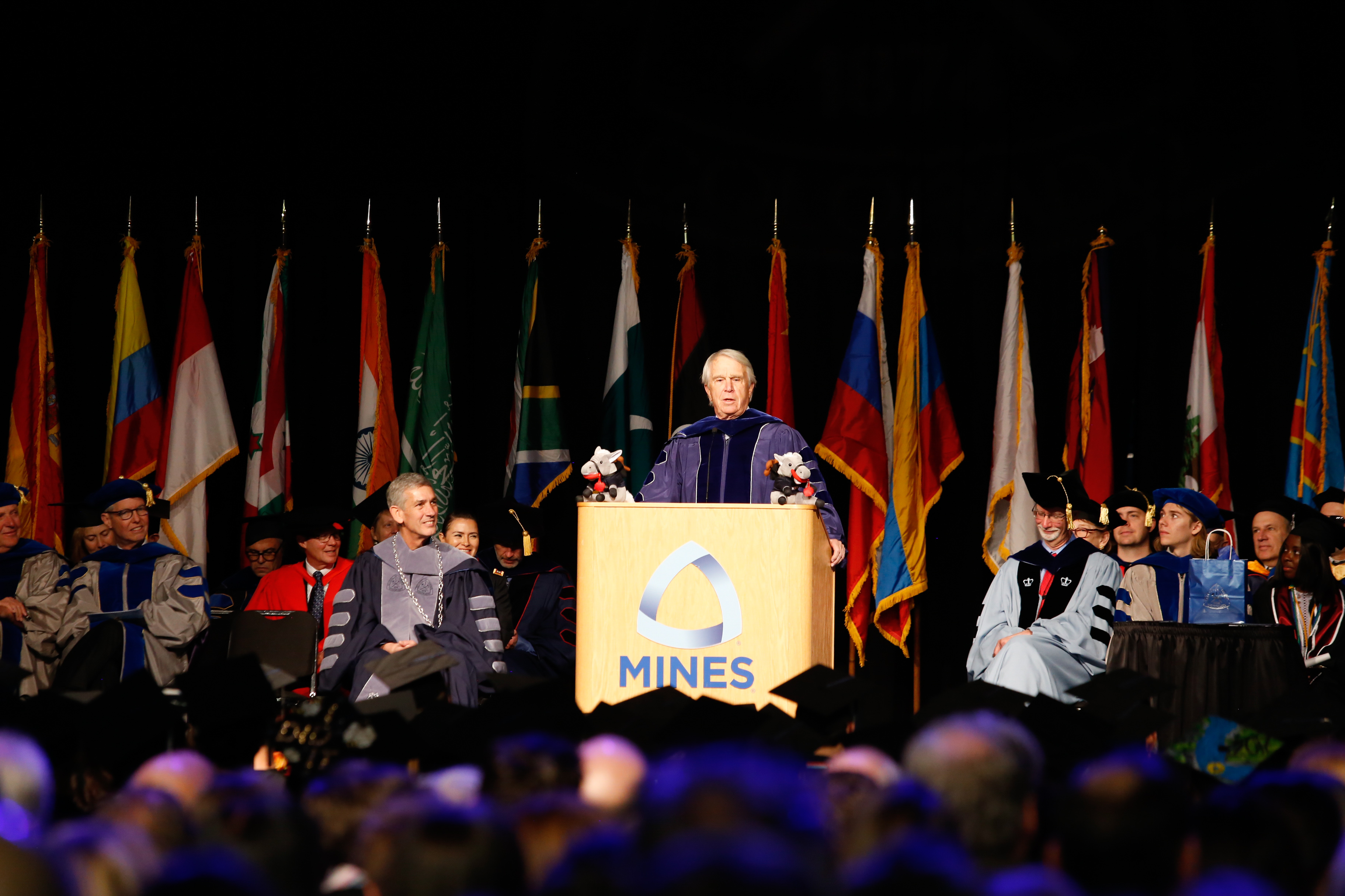Undergraduate keynote speaker Jim Payne '59 addresses the crowd