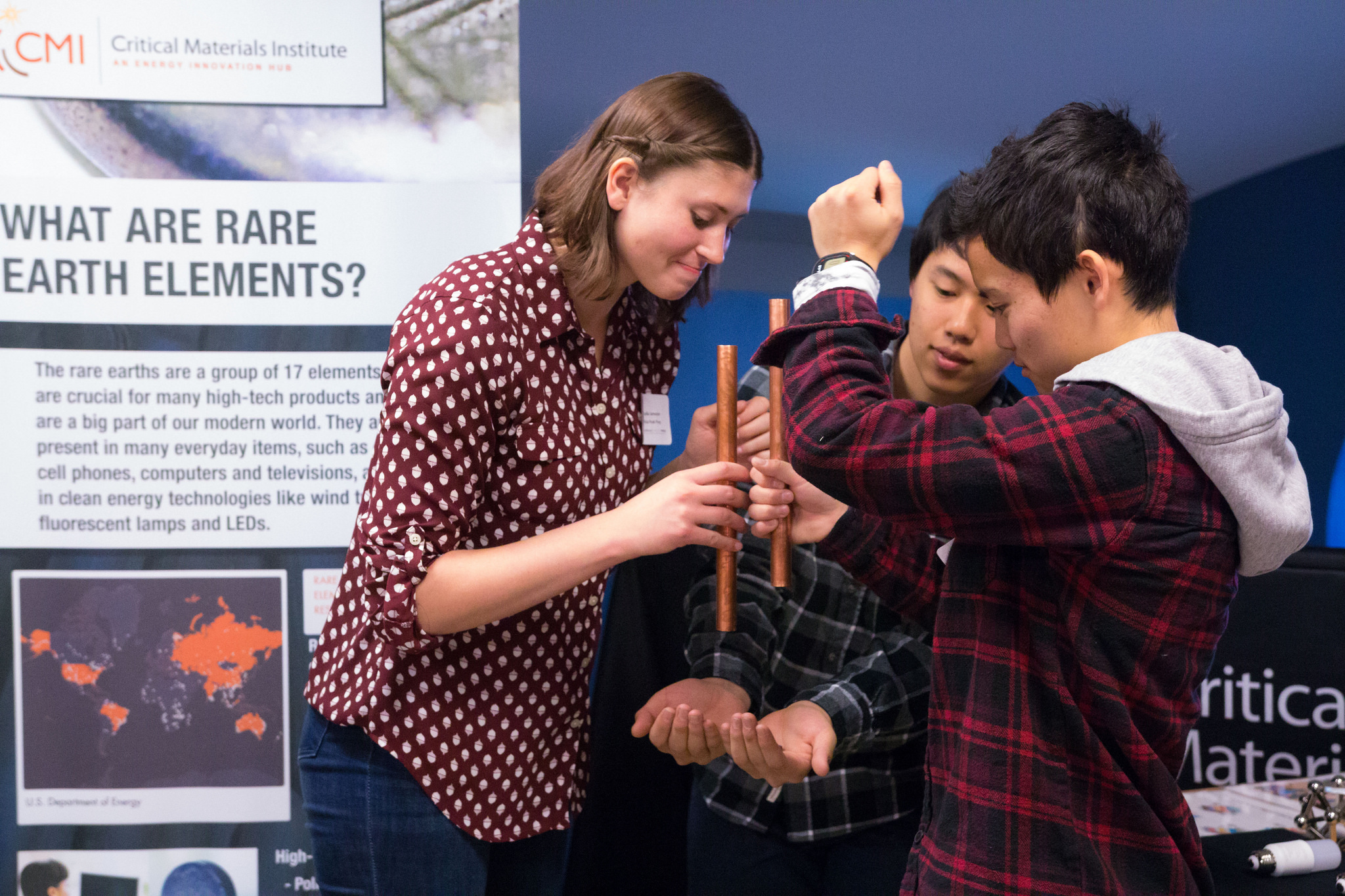 High school students participate in an interactive exercise at the Critical Materials Institute