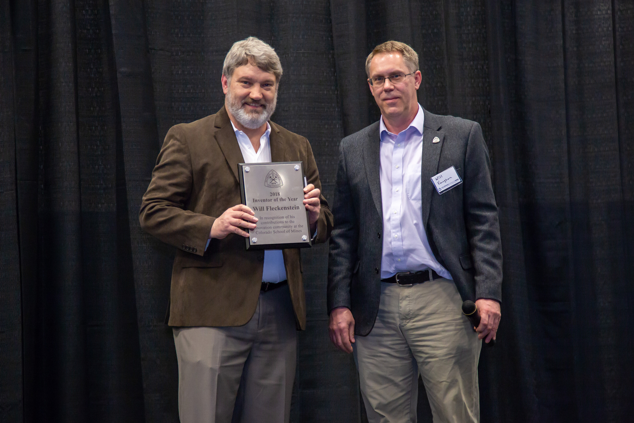 Wiliam Fleckenstein with his 2018 Mines Inventor of the Year award