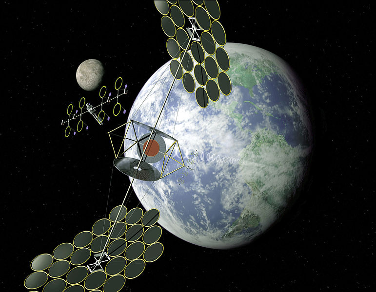 A NASA rendering of what space-based solar power could look like