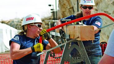 The Mines women’s team took first place at the Intercollegiate International Mining Games held on the Mines campus in spring 2013. The university also has a women’s mine rescue team.