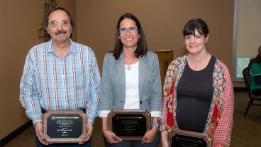 Mines Teaching Award winners William Navidi and Deb Carney and Faculty Excellence Award winner Corinne Packard.