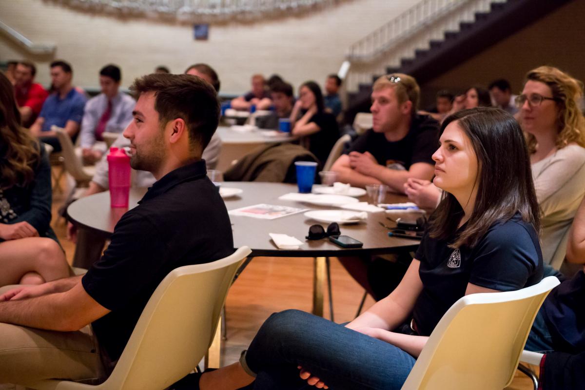 Petroleum Engineering students listen to Zuckerman's talk.