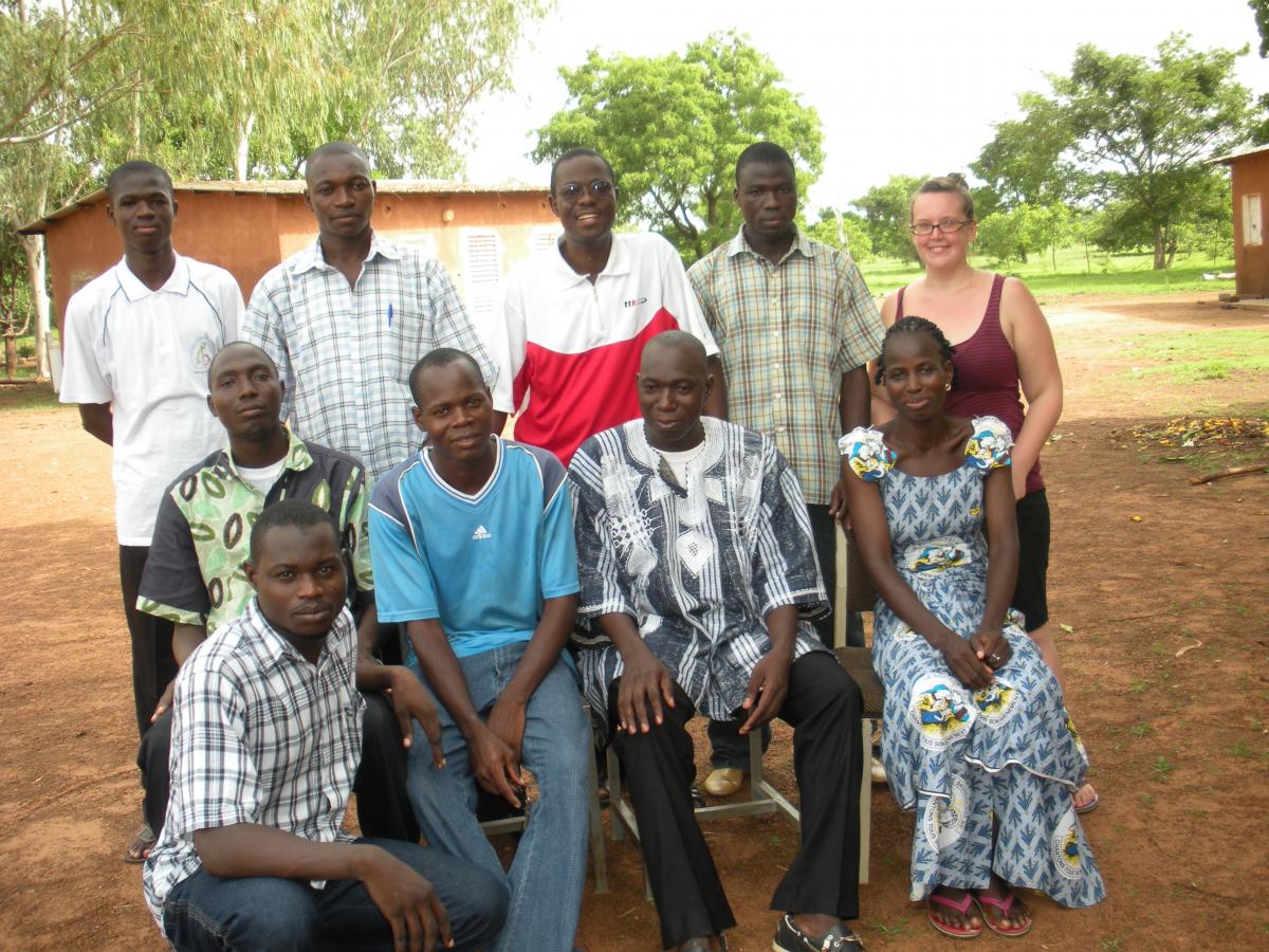 Whitney Svoboda poses with nine other teachers in Burkina Faso
