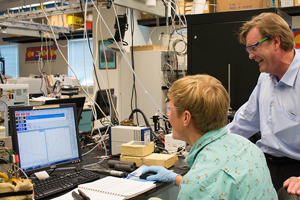 Andrew Motz and Andrew Herring in the lab