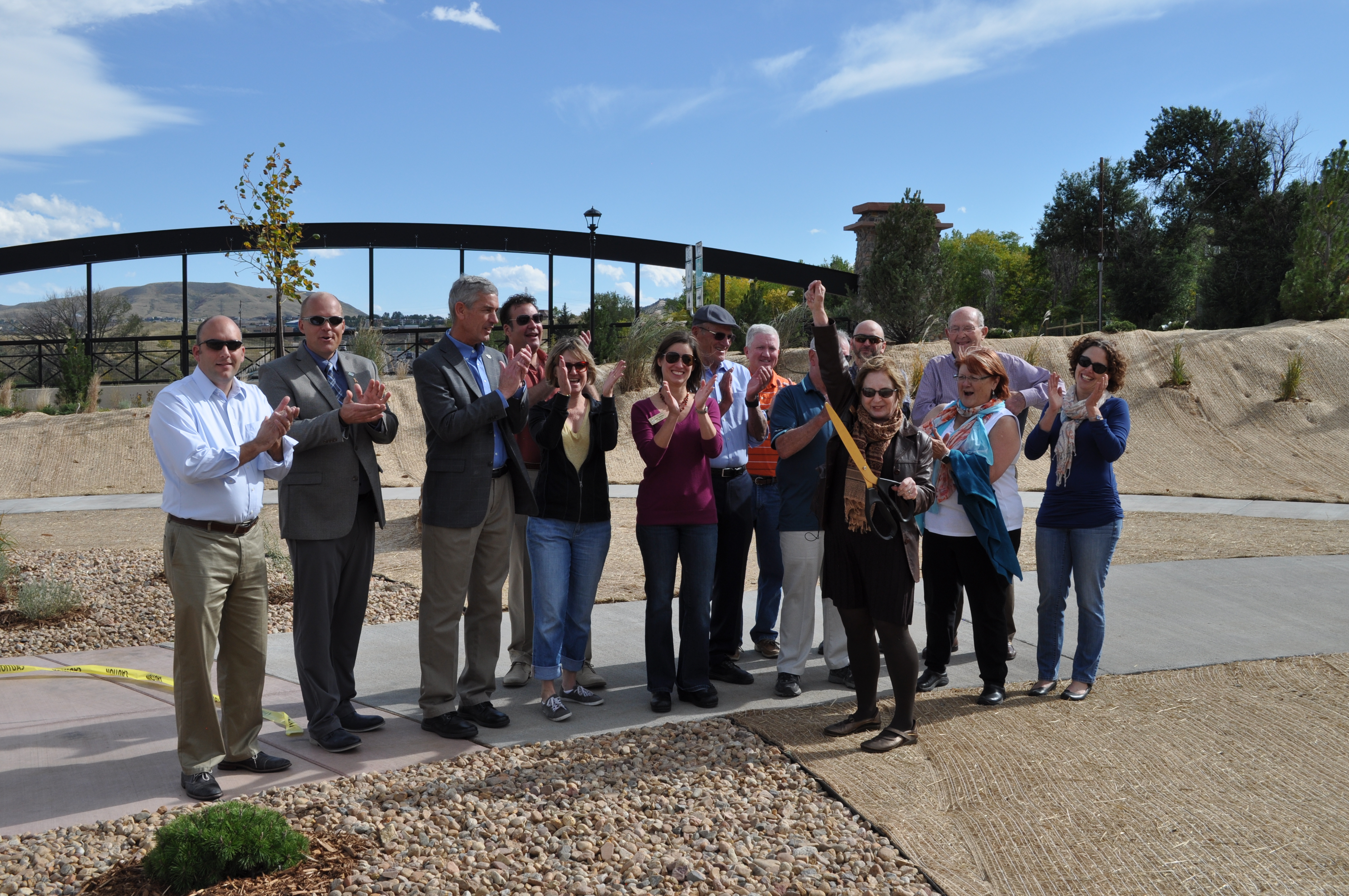 Golden and Mines officials gather to celebrate the grand opening of Linking Lookout