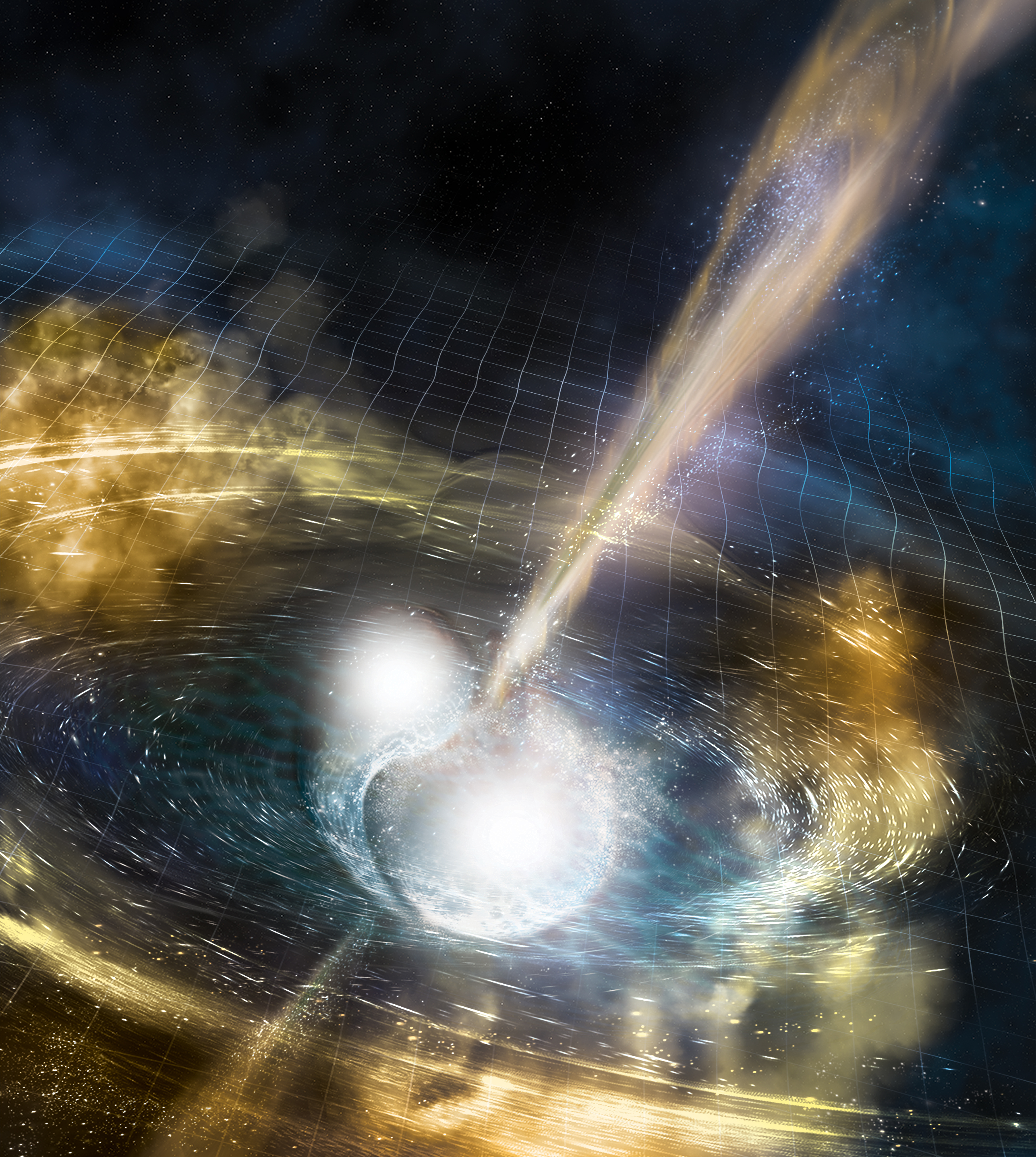 Artist's rendering of two merging neutron stars