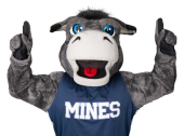 blaster mascot with pointer fingers up