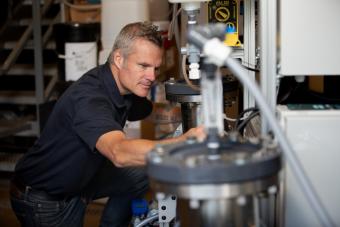 Professor Chris Bellona in the lab at Mines