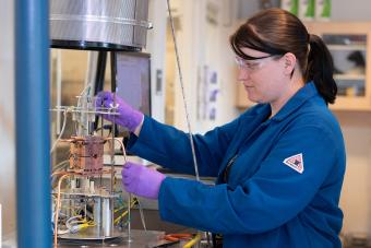 Undergraduate student working in lab