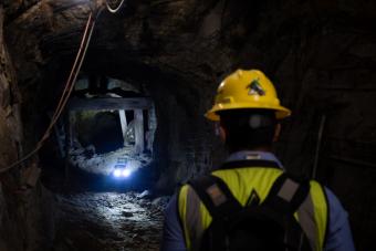 Mines student tests an autonomous robot in Edgar Mine