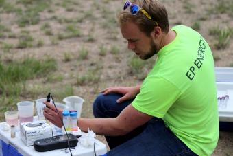 Student conducts experiments in the field