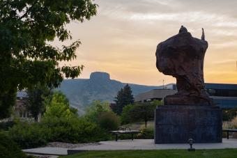 Statue at sunset