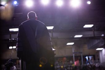 President Johnson on stage at commencement