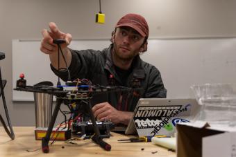 Students work in the geophysics makerspace.