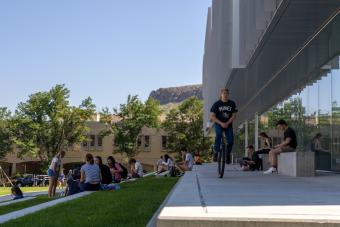 Student on a unicycle