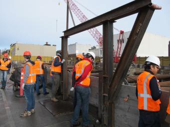 Students at construction site