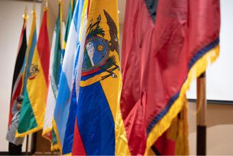 Flags on the stage at I Day