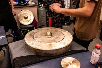 Cymbal being tuned