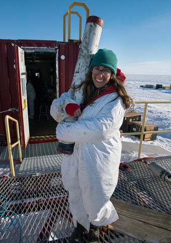 Ryan Venturelli with ice core