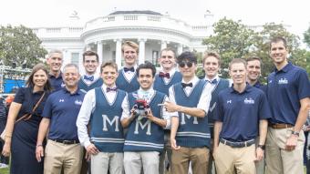Mines cross country team in front of White House