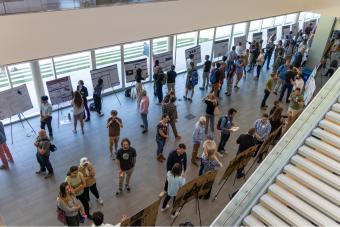 Students researchers in CoorsTek Atrium