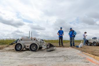 Lunar prospecting rover prototype works in simulated regolith in an outdoor field