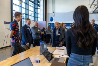 Don Thorson talks to students in the Capstone Lab