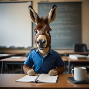 Image of burro in a classroom created by generative AI