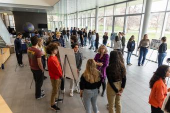 Thorson First Year honors posters in Coorstek atrium