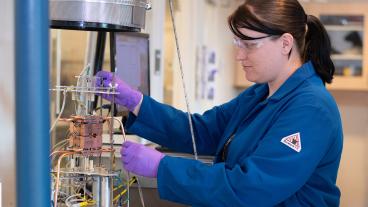 Undergraduate student working in lab