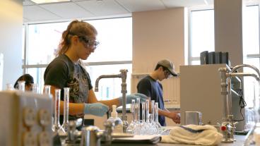 Students working in a chemistry lab