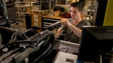 Advanced Manufacturing student Connor McLean in the lab