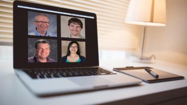 Photo illustration of four teachers on Zoom