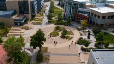 Drone shot of Mines campus