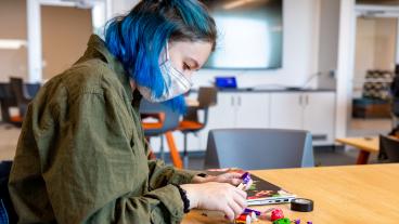 Student works in a new McNeil Hall classroom