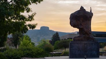 Statue at sunset