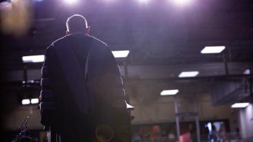 President Johnson on stage at commencement