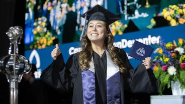 Mines student celebrates as she receivers her diploma