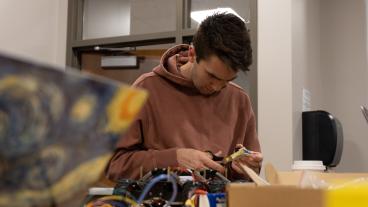 Students work in the new geophysics makerspace on campus