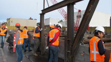 Students at construction site