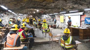 Students in Edgar Mine classroom