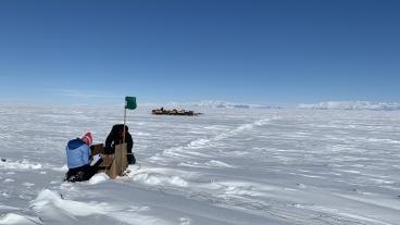 Researchers on the ice in Western Antarctica