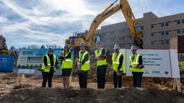 USGS, DOI and Mines officials throw a ceremonial scoop of dirt at the EMRF Groundbreaking