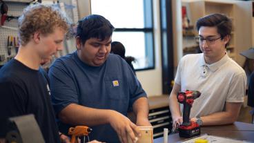 Philip McCuen, Angel Rocha and Jo Hearn works in the Cornerstone Lab