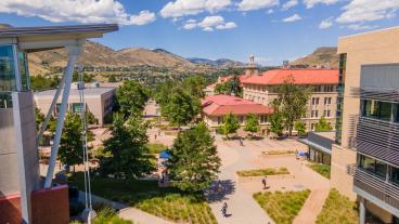 Aerial photo of Mines campus during summer