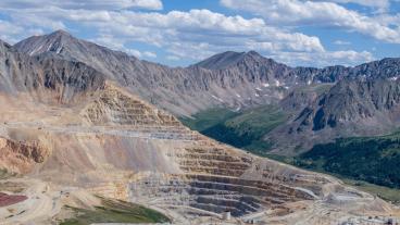 Molybdenum mine in the mountains seen from above