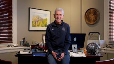 Colorado School of Mines President Paul C. Johnson smiles in his office