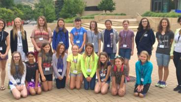 Young female students visiting the Mines campus