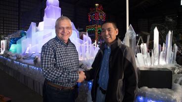 Mines Music Program Director Bob Klimek with Mines alum Allan Matsuo '92